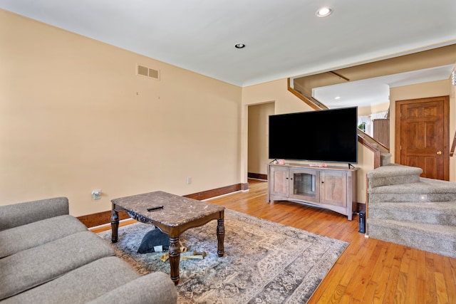 living room with light wood-type flooring