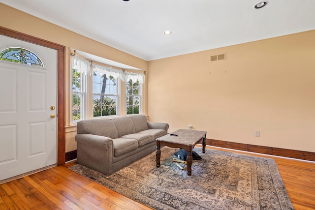 living room with light wood-type flooring