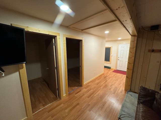 hallway with light wood-type flooring