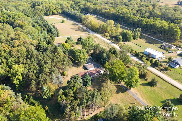 drone / aerial view with a rural view