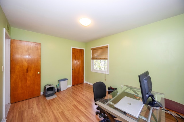 office featuring light hardwood / wood-style floors