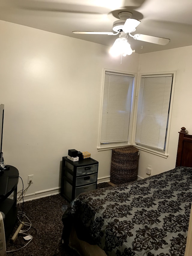 bedroom with carpet floors and ceiling fan