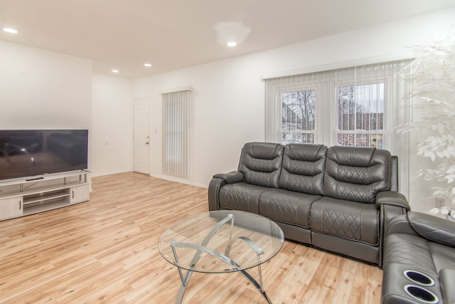 living room with light hardwood / wood-style floors