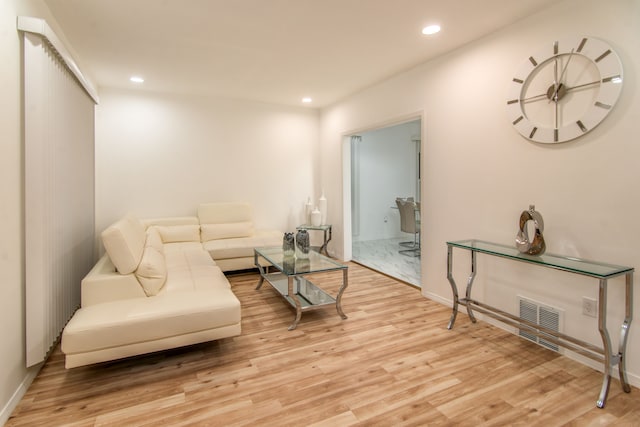 living room featuring light wood-type flooring