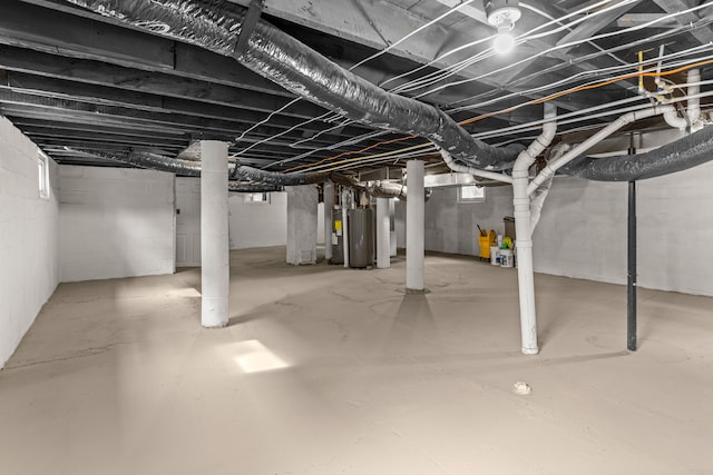 basement with water heater