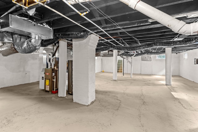 basement with heating unit