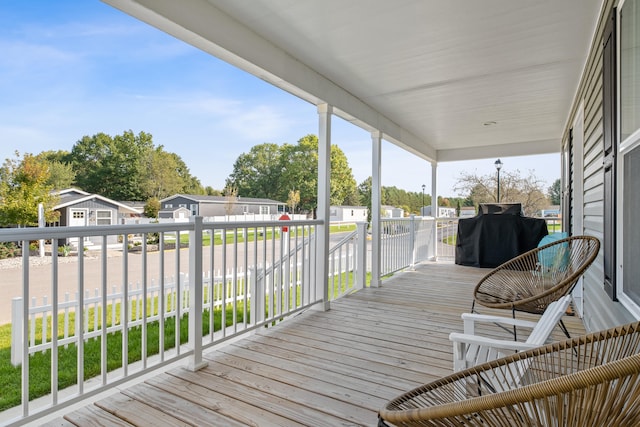 deck with area for grilling