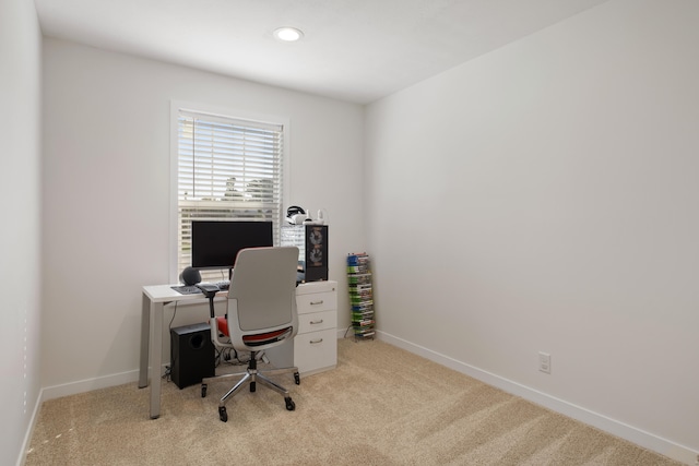 office featuring light colored carpet