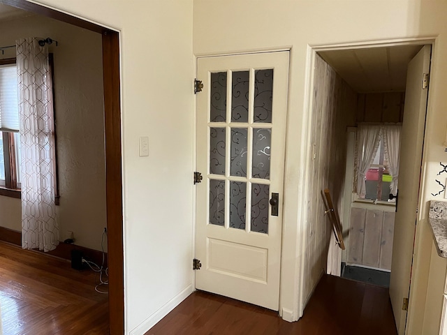 doorway to outside featuring dark hardwood / wood-style flooring and plenty of natural light