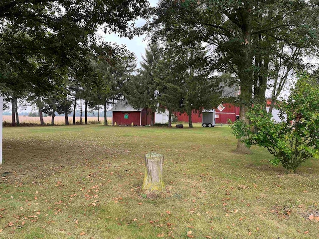 view of yard with an outdoor structure