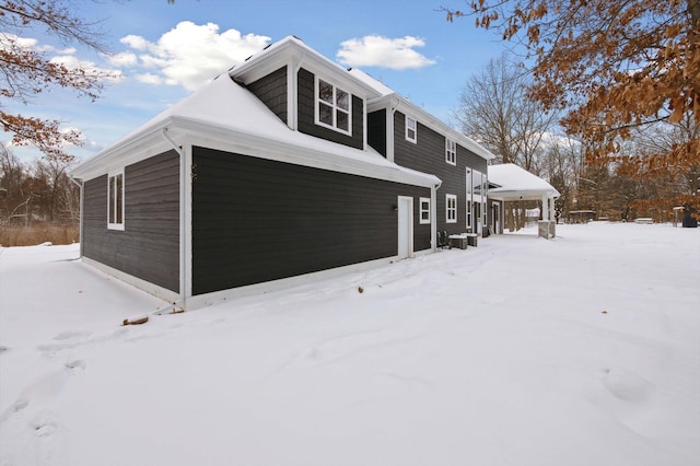 view of snow covered exterior