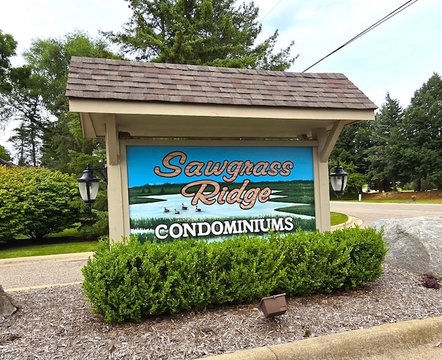 view of community sign