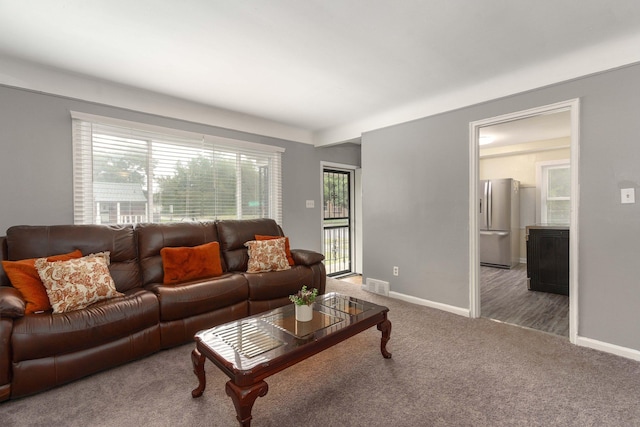 living room featuring carpet floors