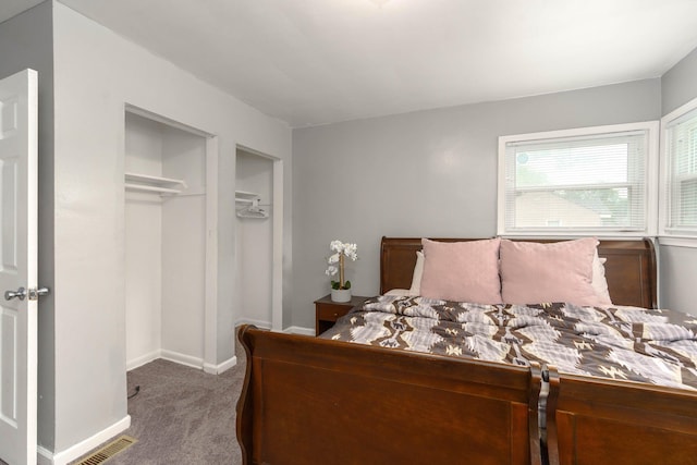 bedroom featuring carpet flooring and a closet