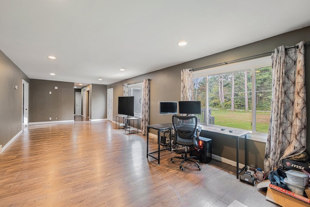 home office featuring light wood-type flooring