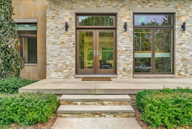 property entrance with french doors