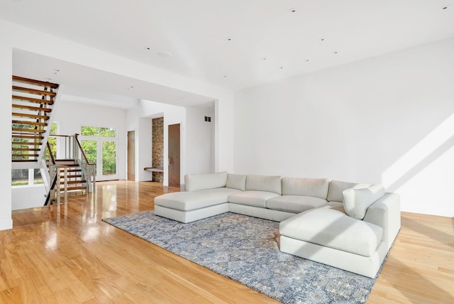 living room featuring light wood-type flooring