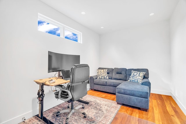 office space featuring hardwood / wood-style floors