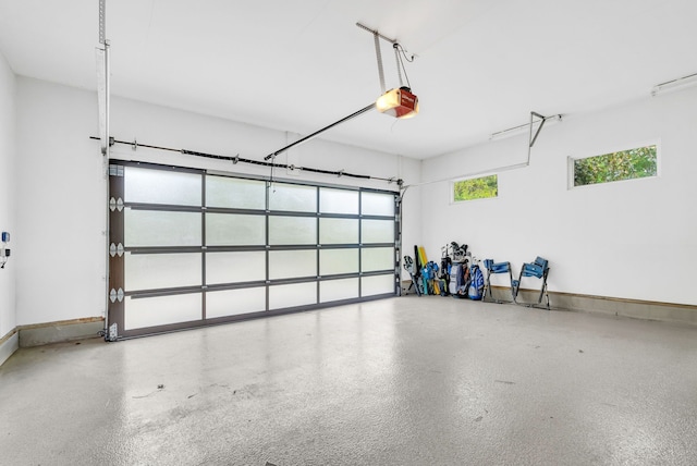 garage with a garage door opener