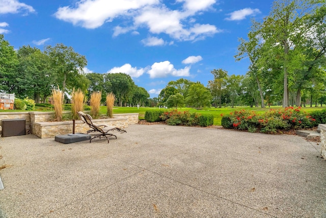 view of community with a patio area