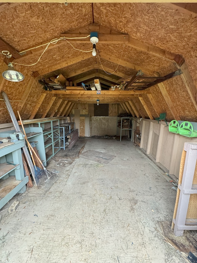 view of unfinished attic