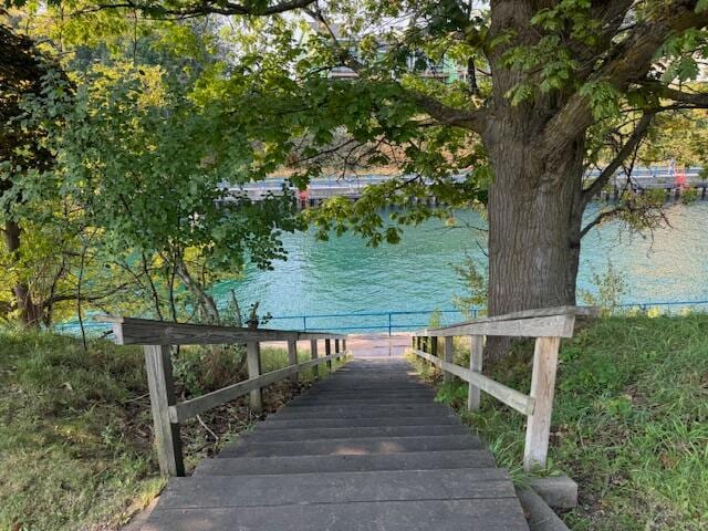 view of home's community with a water view