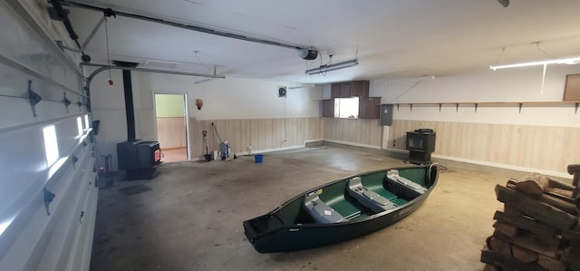 garage with a garage door opener