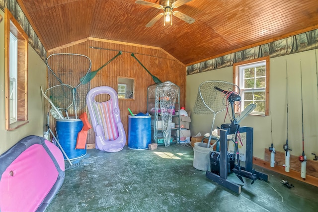 storage featuring ceiling fan