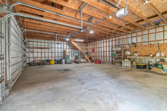 garage with a garage door opener
