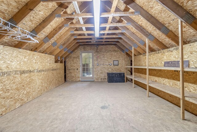 view of unfinished attic