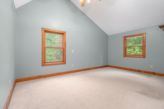 2488 Wilson St, Hillsdale, MI 49242 - additional living space featuring carpet floors, lofted ceiling, baseboards, and a ceiling fan