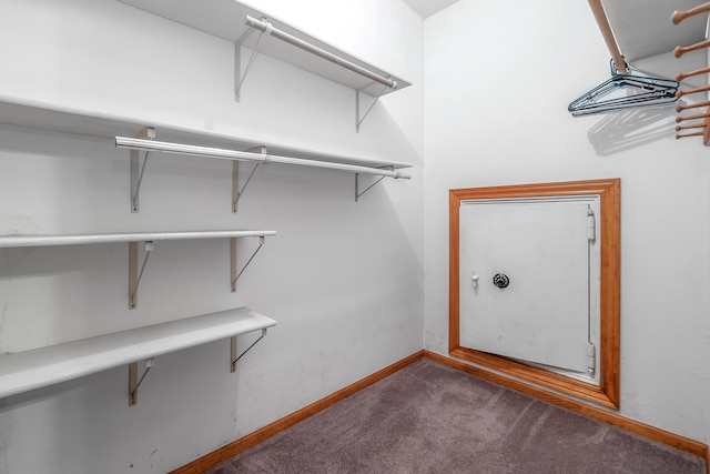 spacious closet with dark carpet