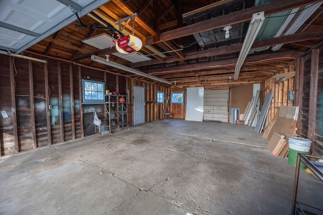 garage with a garage door opener