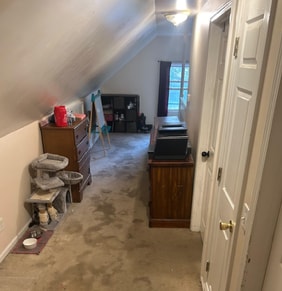 bonus room with light colored carpet and vaulted ceiling