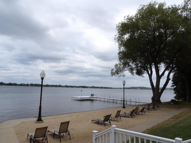 property view of water with a boat dock