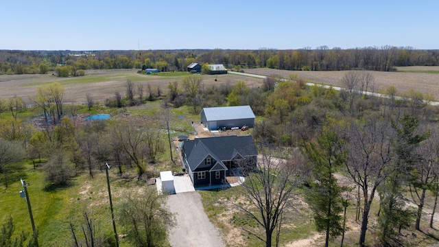 aerial view featuring a rural view