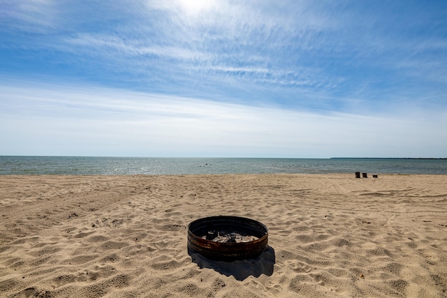 view of water feature featuring a beach view