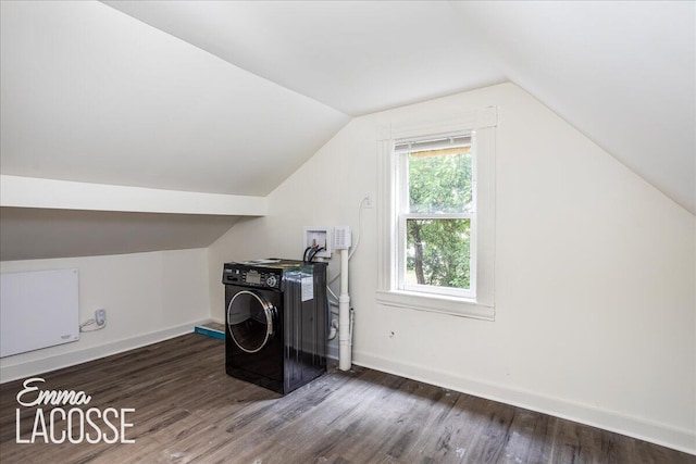 318 Diamond Ave SE, Grand Rapids, MI 49506 - laundry area with washer / clothes dryer, wood finished floors, and baseboards