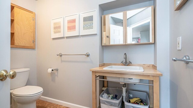 560 Little Lake Dr Unit 19, Ann Arbor, MI 48103 - bathroom featuring a sink, toilet, and baseboards