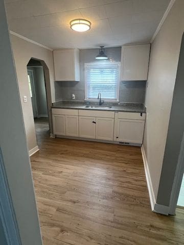 kitchen featuring white cabinets and sink