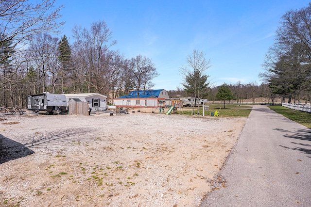 view of yard with a playground