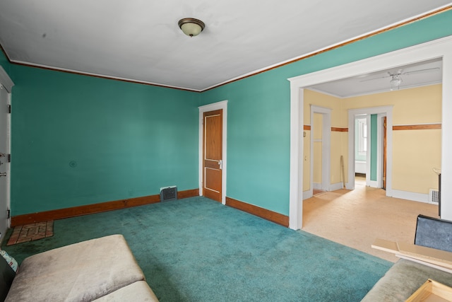 interior space with crown molding