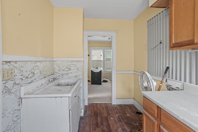 kitchen featuring dark hardwood / wood-style flooring and sink