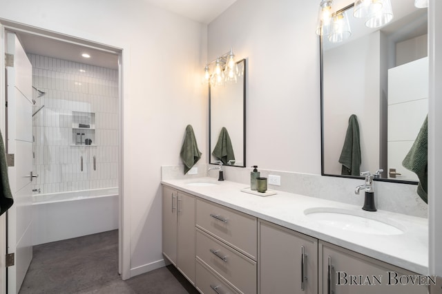 bathroom with vanity and shower / bathtub combination