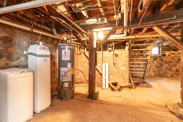 basement featuring water heater