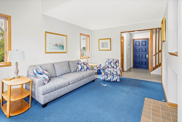 living room with hardwood / wood-style flooring