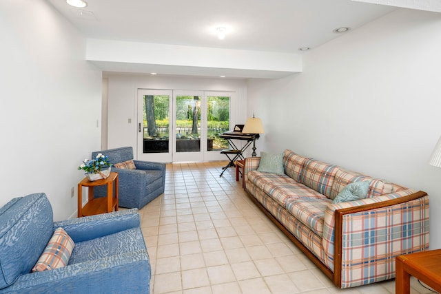 view of tiled living room