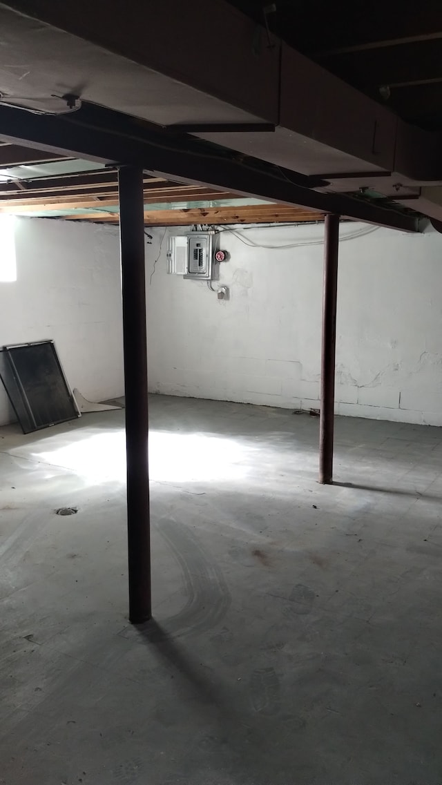 basement with electric panel