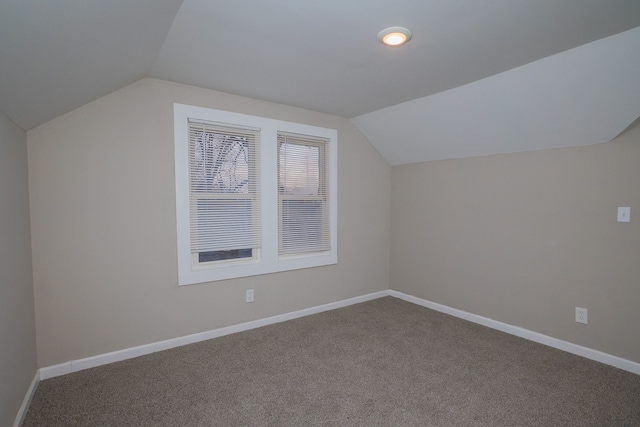 additional living space with lofted ceiling and carpet flooring