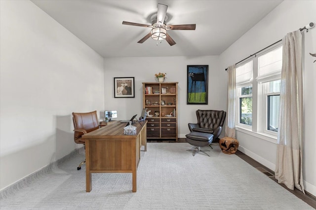 office featuring ceiling fan